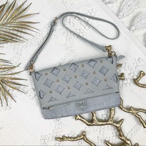 C&C California Grey Stud Geo Design Shoulder Purse